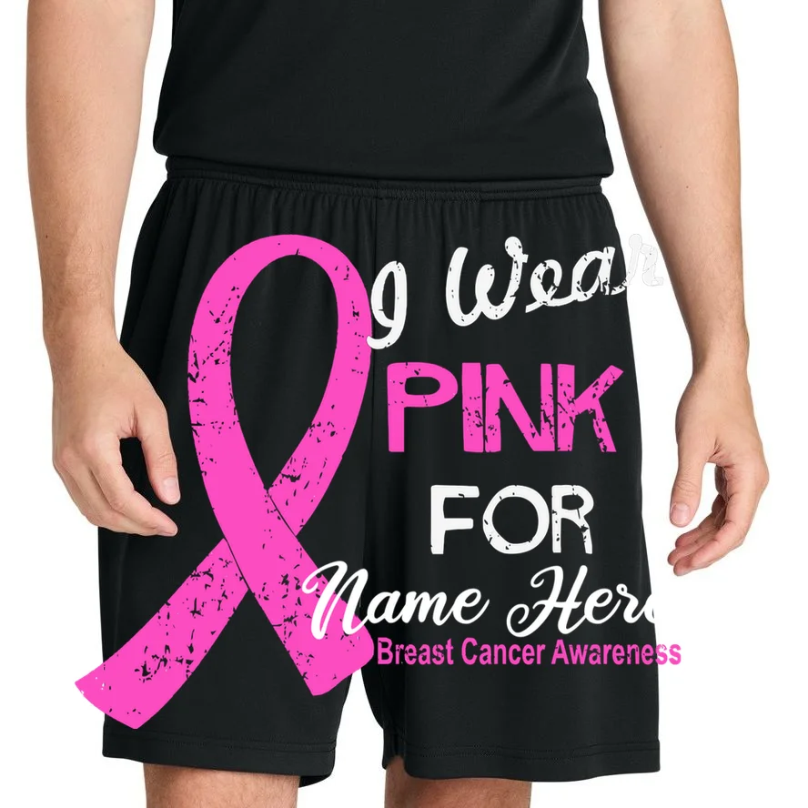 I Wear Pink For My Custom Breast Cancer Personalized Men's Shorts - Front 1