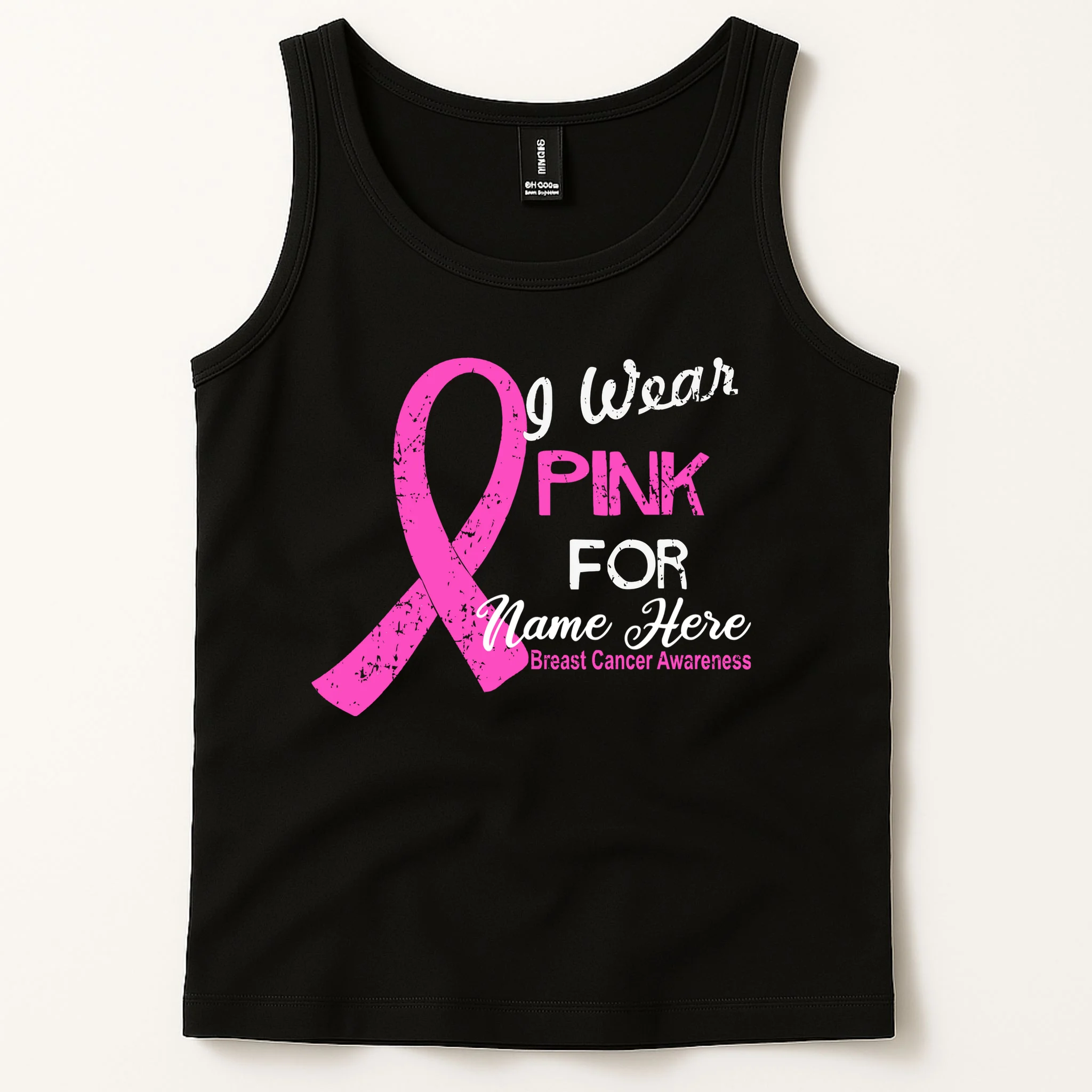 I Wear Pink For My Custom Breast Cancer Personalized Men's Tank Top - Front 1