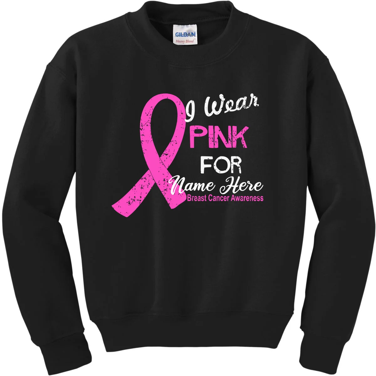 I Wear Pink For My Custom Breast Cancer Personalized Kids Sweatshirt - Front