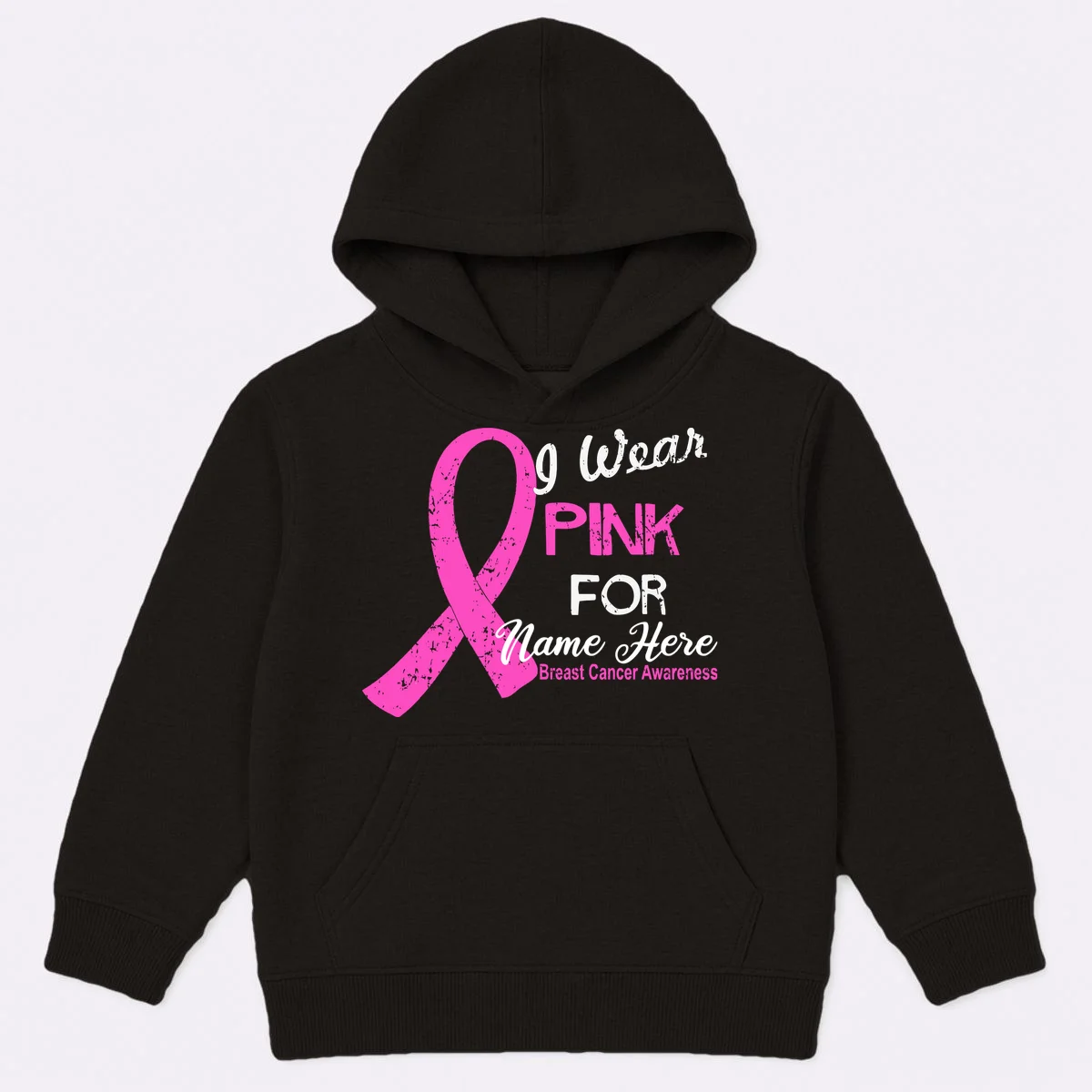I Wear Pink For My Custom Breast Cancer Personalized Kids Hoodie - Front
