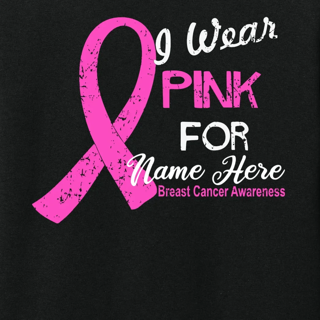 I Wear Pink For My Custom Breast Cancer Personalized Kids Long Sleeve Pajamas - Front - Close-up