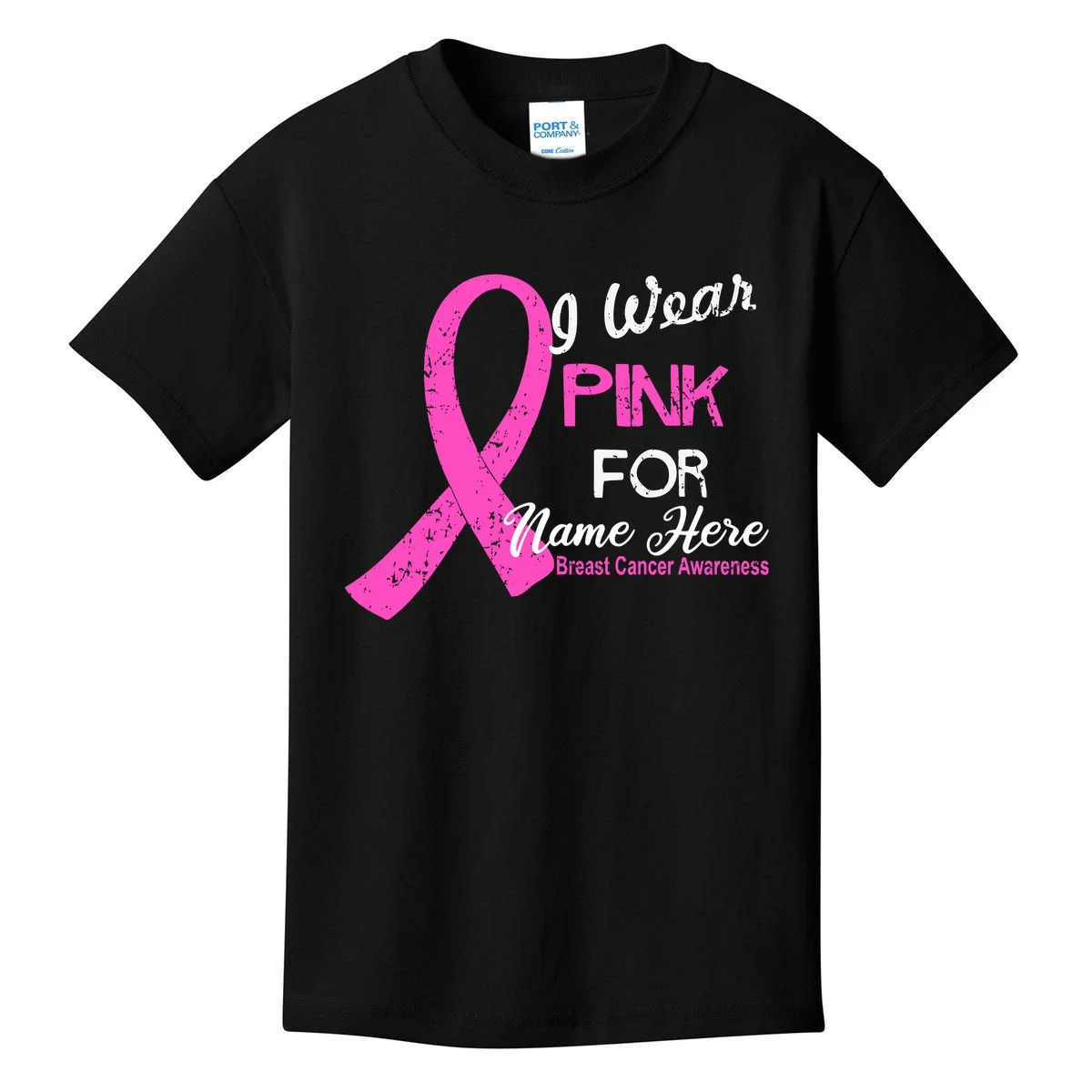 I Wear Pink For My Custom Breast Cancer Personalized Kids T-Shirt - Front