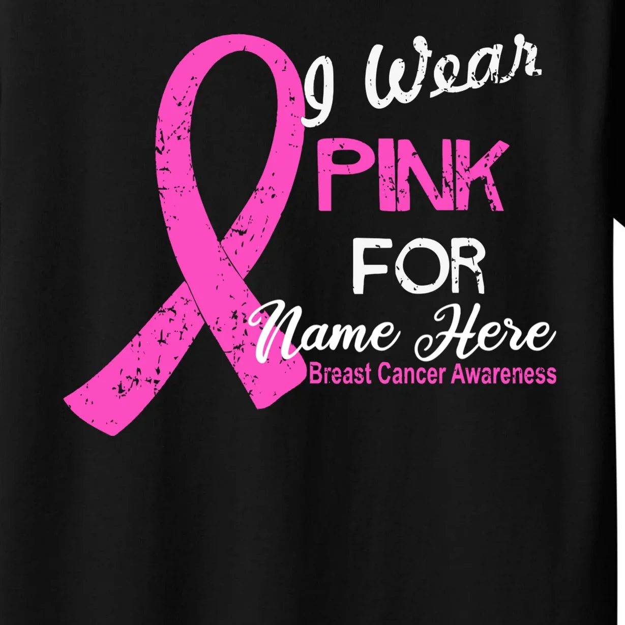 I Wear Pink For My Custom Breast Cancer Personalized Kids T-Shirt - Front - Close-up
