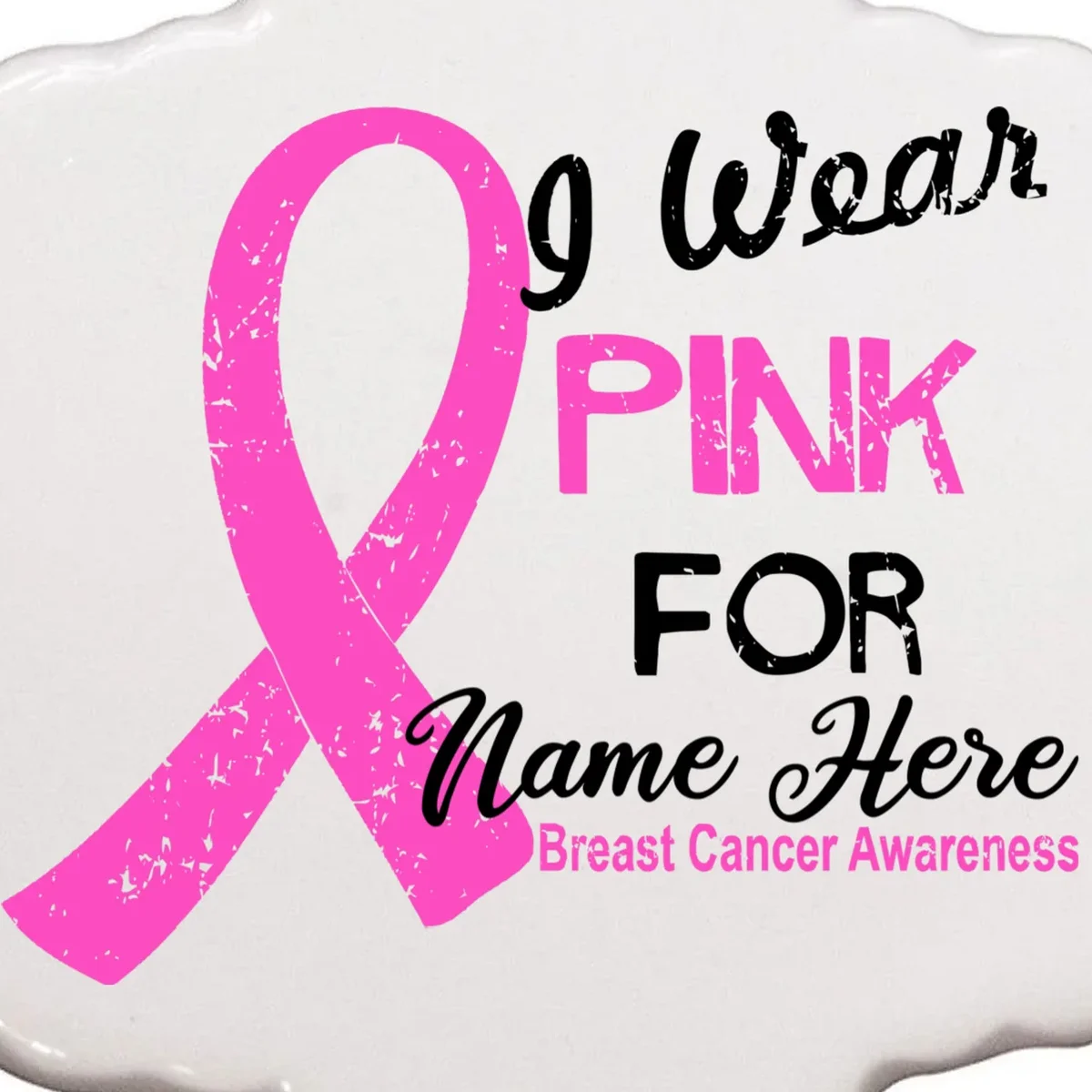 I Wear Pink For My Custom Breast Cancer Personalized Ornament - Front - Close-up