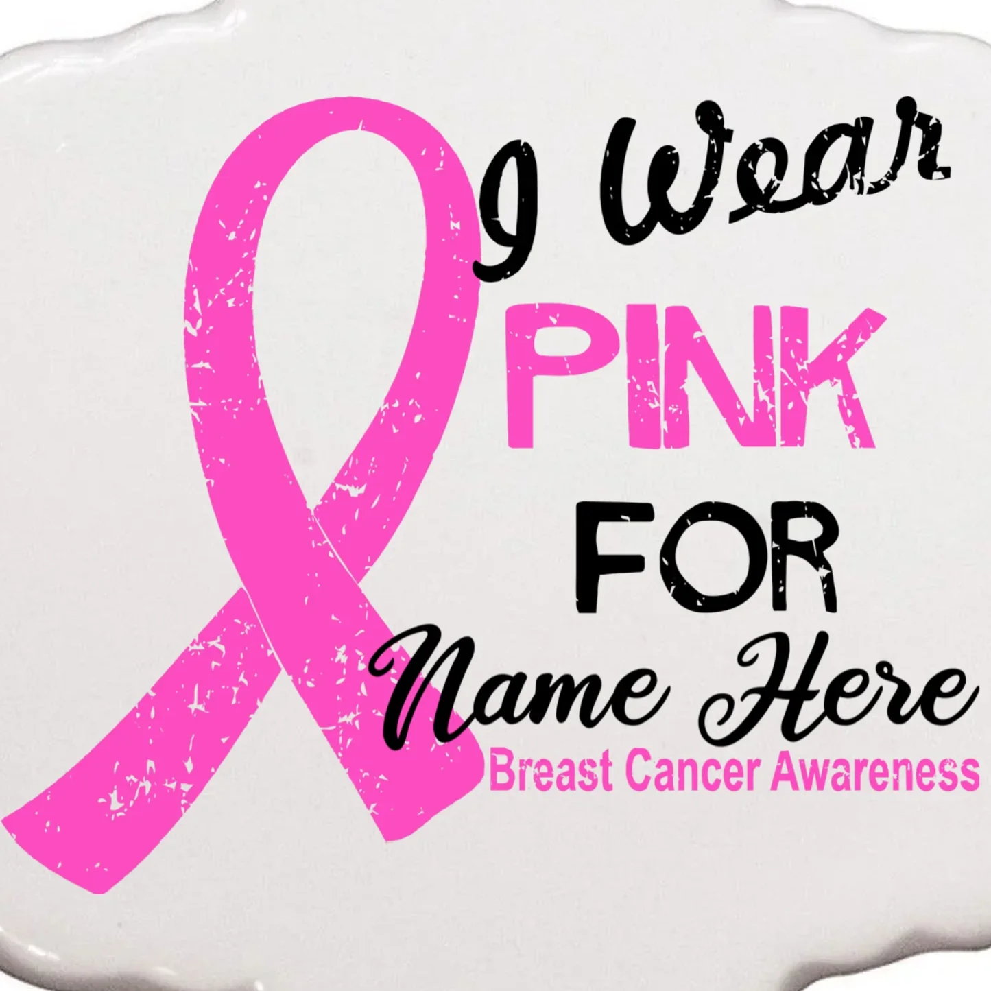 I Wear Pink For My Custom Breast Cancer Personalized Ornament - Front - Close-up