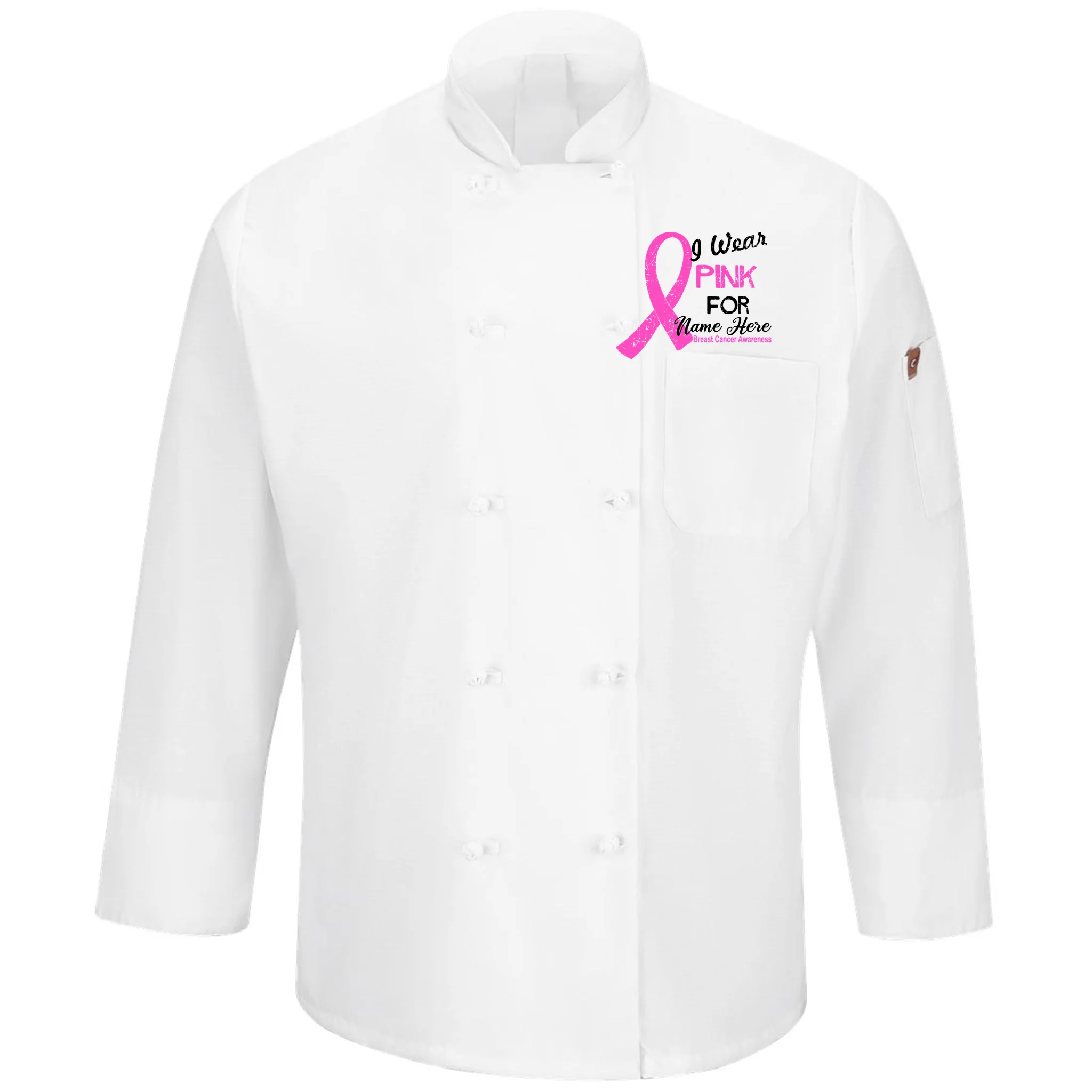 I Wear Pink For My Custom Breast Cancer Personalized Men's Chef Coat - Front