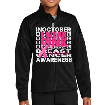 I Wear Pink for My Aunt Personalized Breast Cancer Awareness Gift - Pink Ribbon Custom Relationship Design Kids Jacket Front