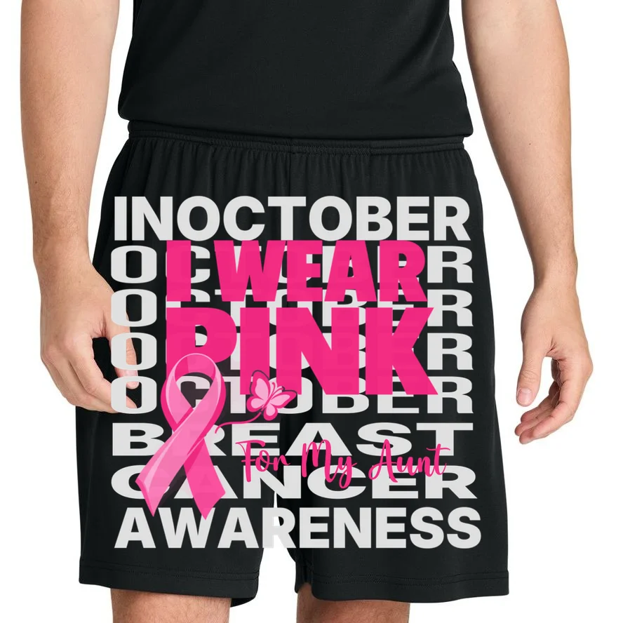 I Wear Pink for My Aunt Personalized Breast Cancer Awareness Gift - Pink Ribbon Custom Relationship Design Men's Shorts - Front 1