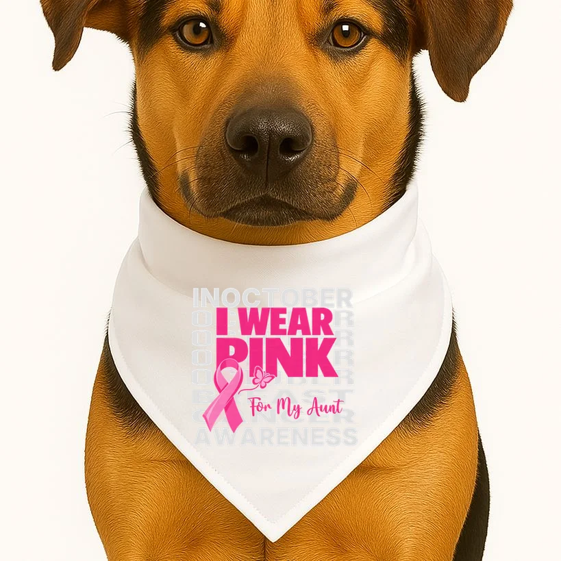 I Wear Pink for My Aunt Personalized Breast Cancer Awareness Gift - Pink Ribbon Custom Relationship Design Dog Bandana - Front 1