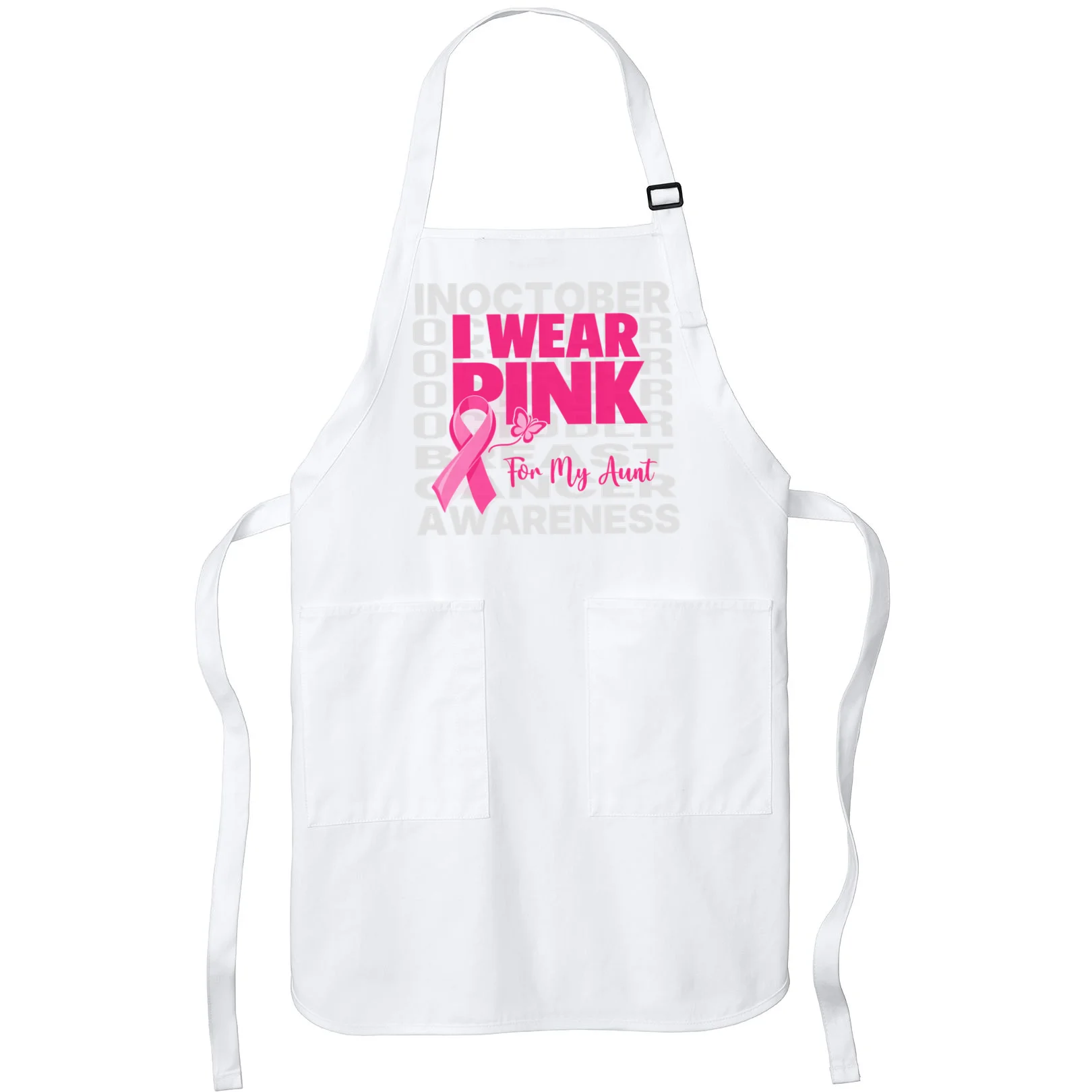 I Wear Pink for My Aunt Personalized Breast Cancer Awareness Gift - Pink Ribbon Custom Relationship Design Apron Front