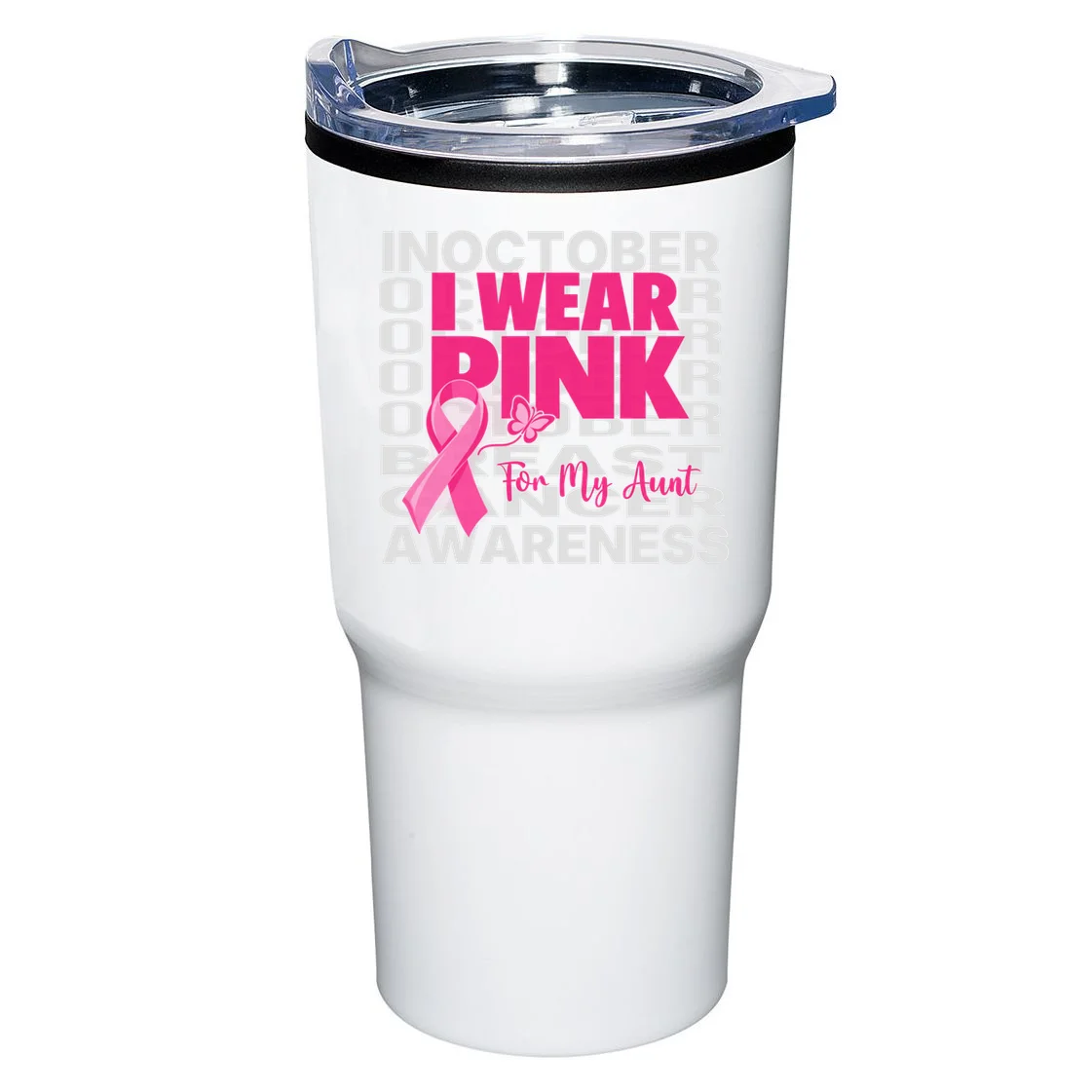 I Wear Pink for My Aunt Personalized Breast Cancer Awareness Gift - Pink Ribbon Custom Relationship Design 20oz Tumbler Front