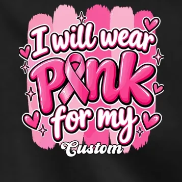 I Will Wear Pink for My Custom Name – Personalized Pink Ribbon Breast Cancer Awareness Kids Jacket - Front - Close-up