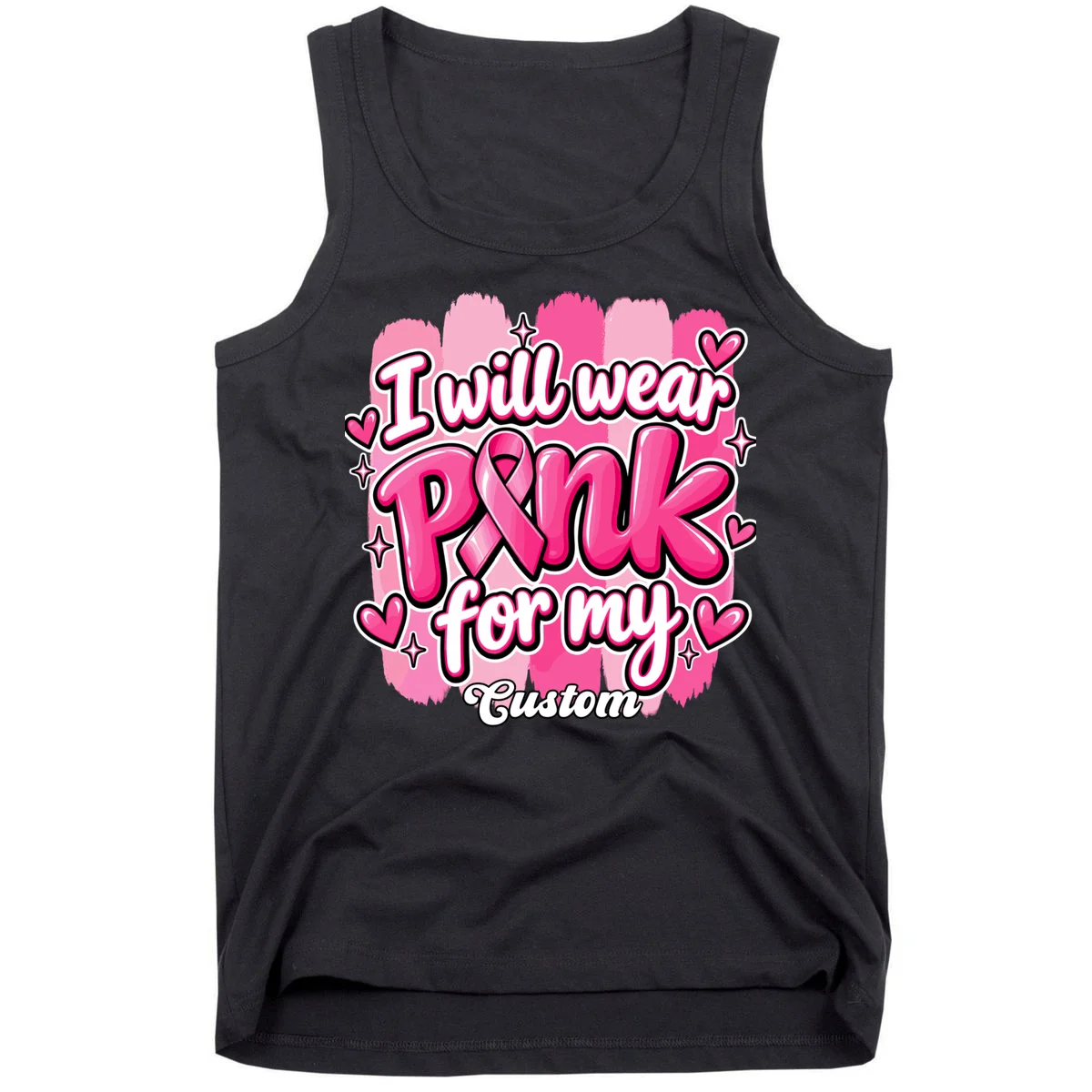I Will Wear Pink for My Custom Name – Personalized Pink Ribbon Breast Cancer Awareness Men's Tank Top - Front