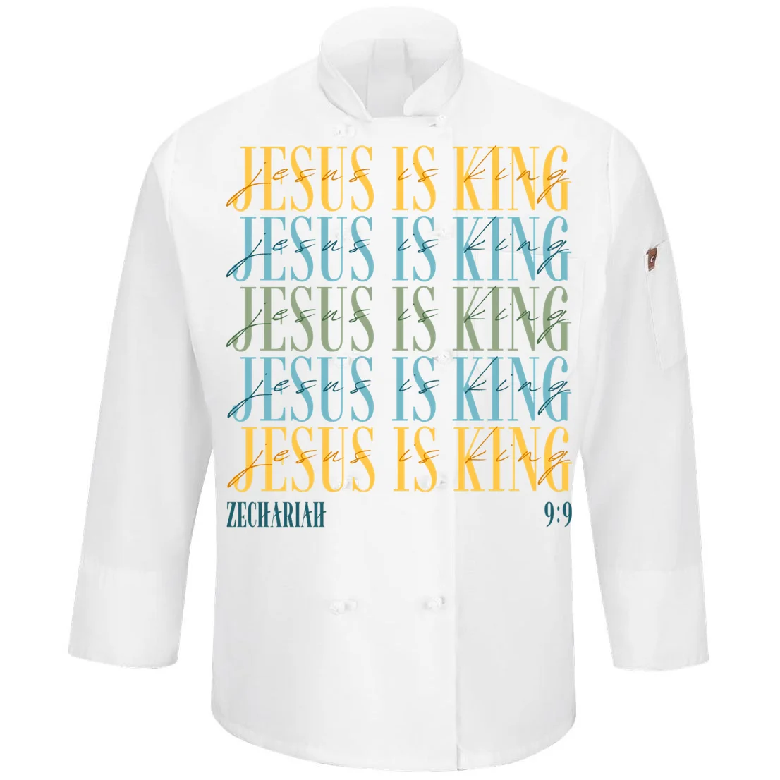 Jesus Is King Custom Bible Verse Men's Chef Coat Front