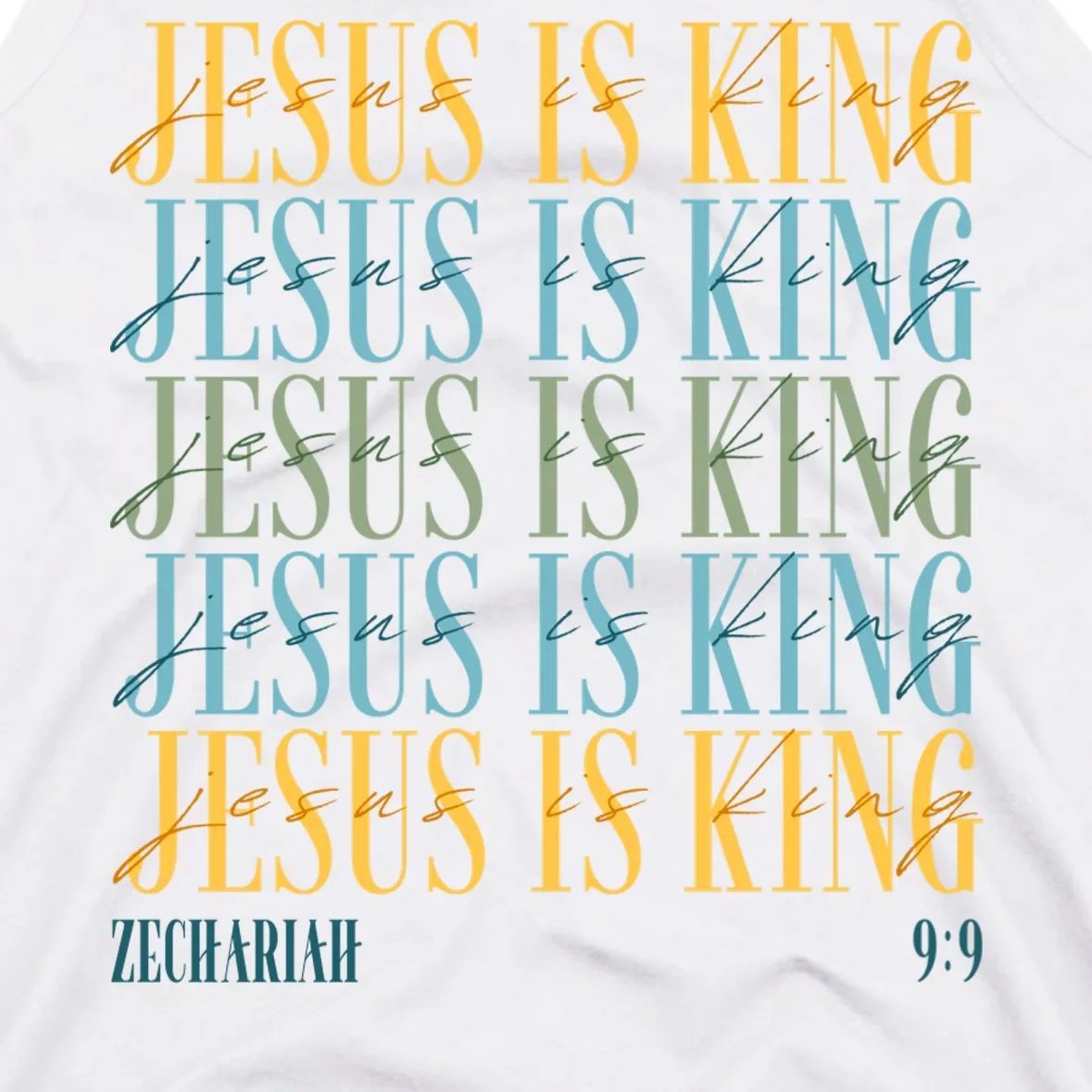 Jesus Is King Custom Bible Verse Tank Top - Front - Close-up