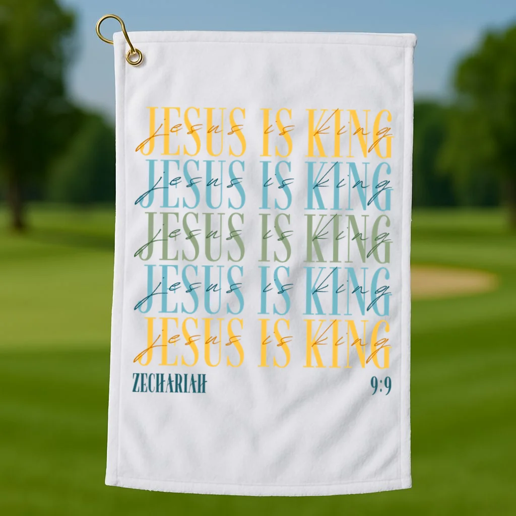 Jesus Is King Custom Bible Verse Golf Towel - Front 1