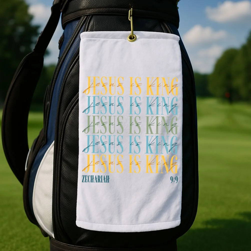 Jesus Is King Custom Bible Verse Golf Towel - Front 2