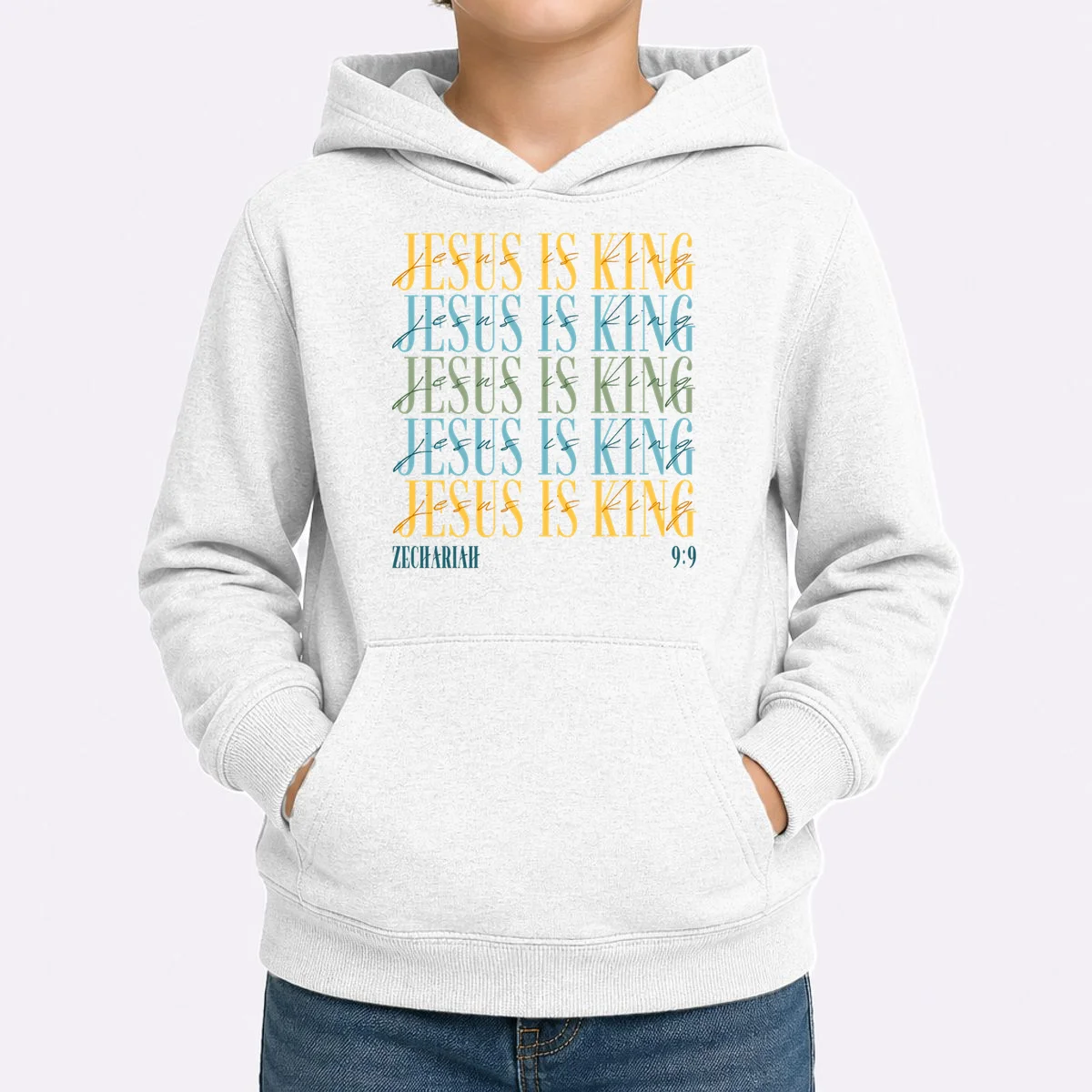 Jesus Is King Custom Bible Verse Kids Hoodie - Front 1