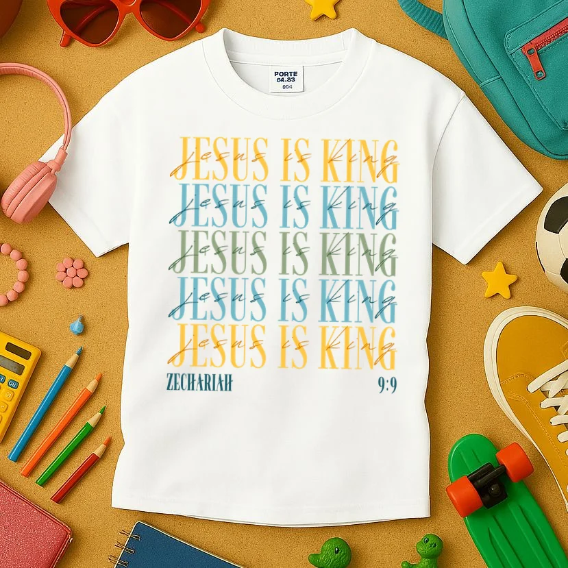 Jesus Is King Custom Bible Verse Kids T-Shirt - Front 2