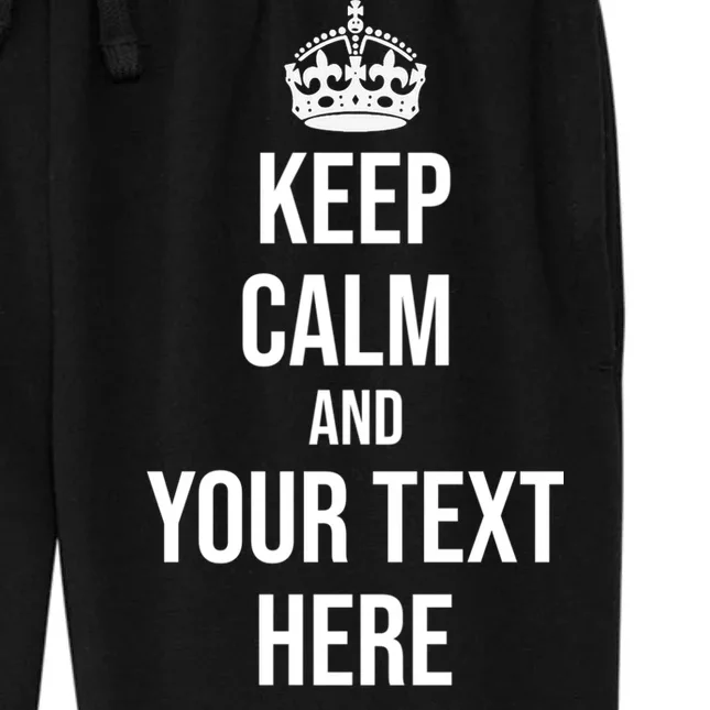 Keep Calm and Your Custom Text Personalized Saying Funny Women's Fleece Sweatpants - Front - Close-up