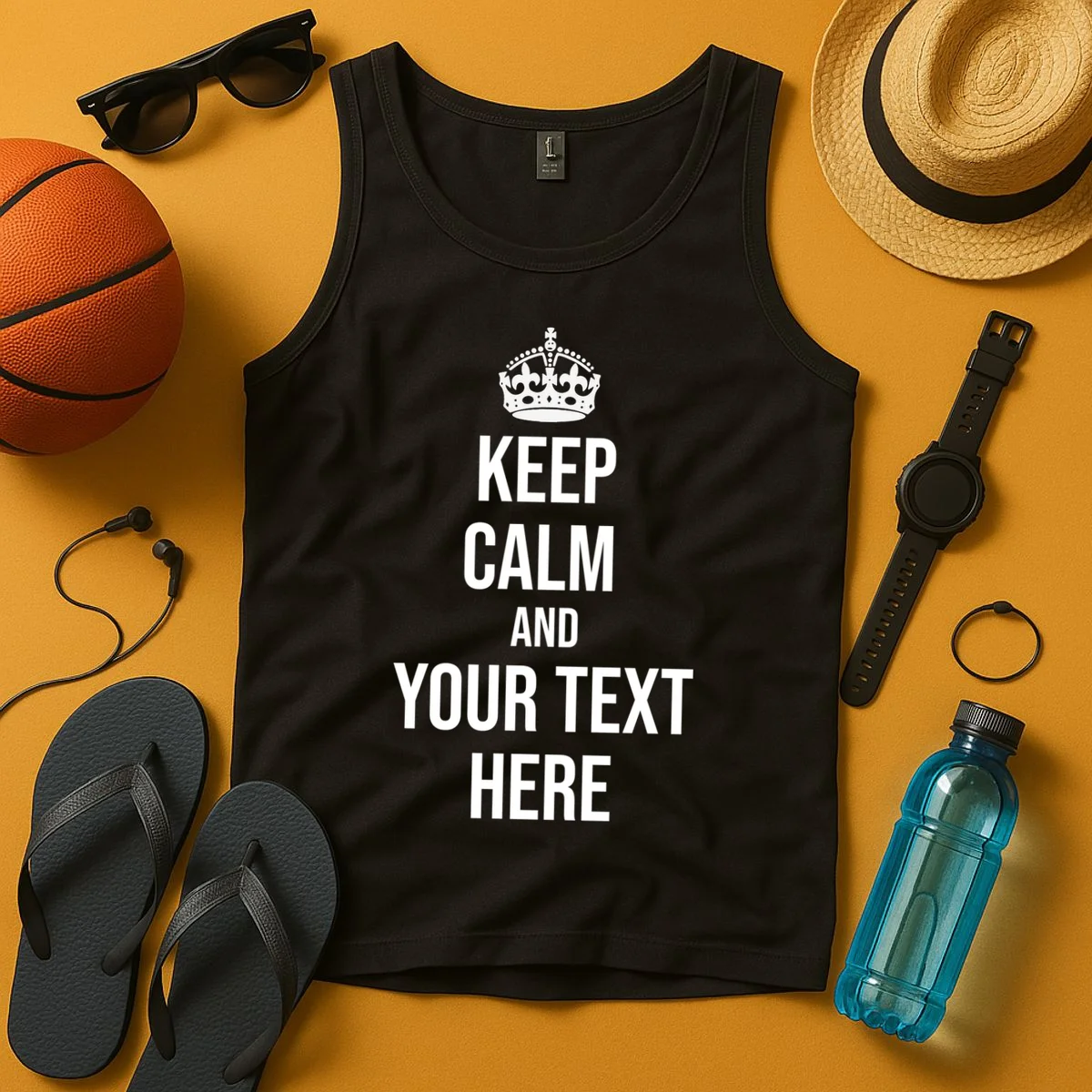 Keep Calm and Your Custom Text Personalized Saying Funny Tank Top - Front 3