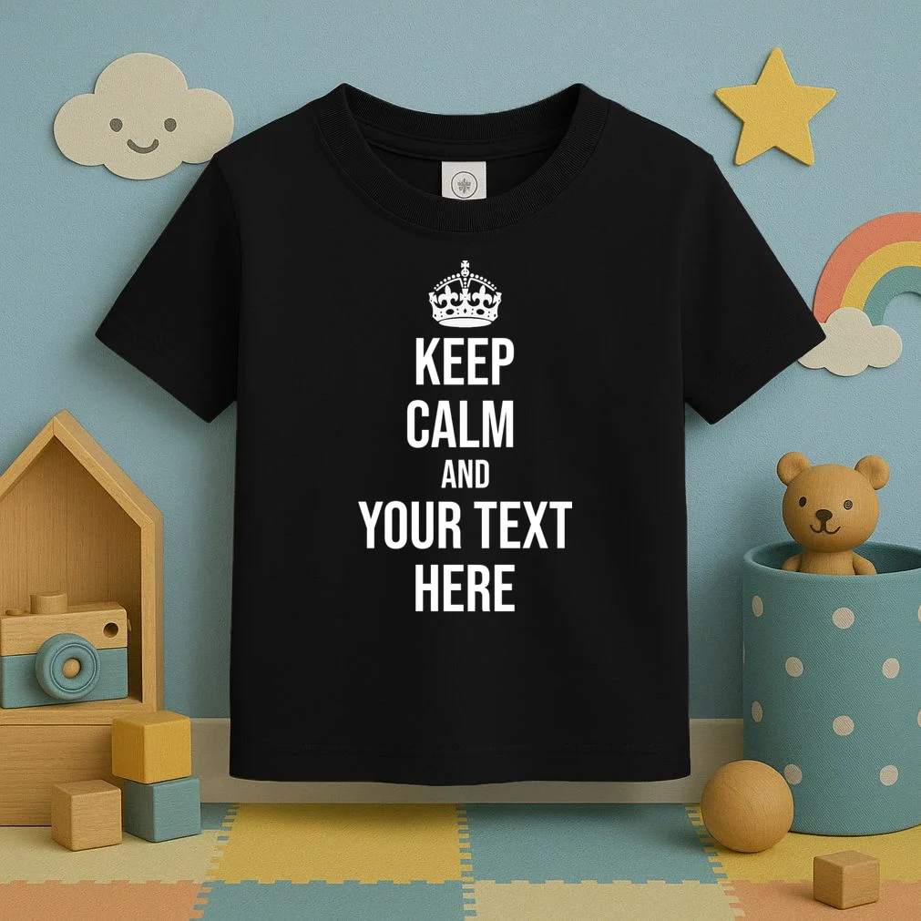 Keep Calm and Your Custom Text Personalized Saying Funny Toddler T-Shirt - Front 2