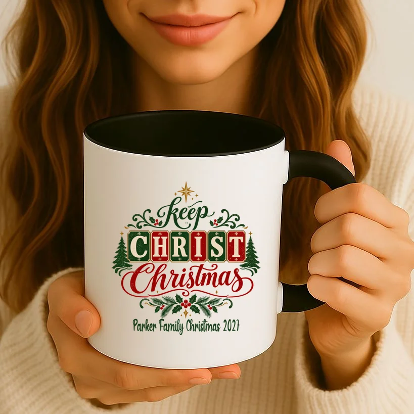 Keep Christ in Christmas – Personalized Family Christmas Design Mug - Front 2