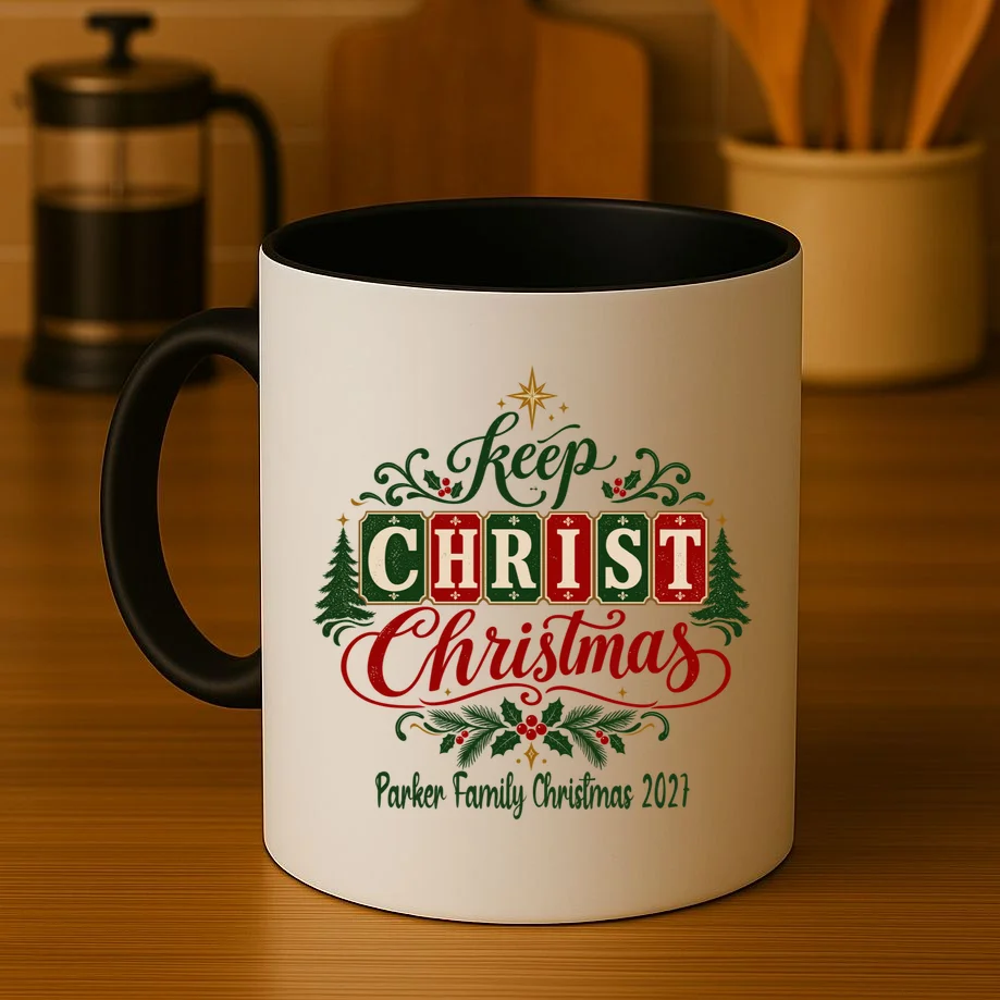 Keep Christ in Christmas – Personalized Family Christmas Design Mug - Front 3