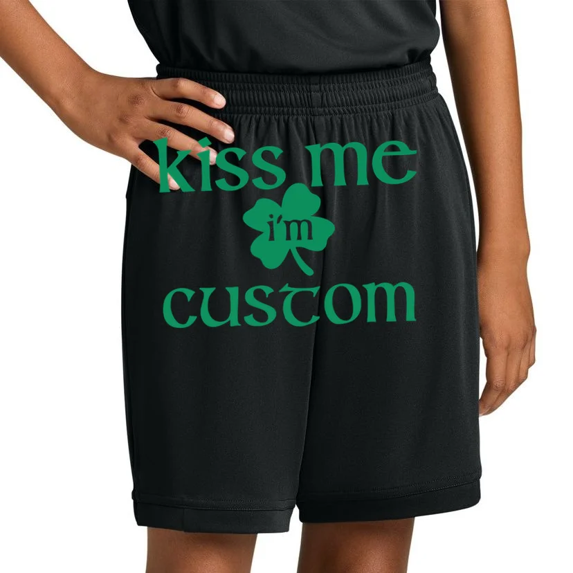 Kiss Me I'm Irish Custom Text St. Patrick's Day Kids Shorts - Front 1