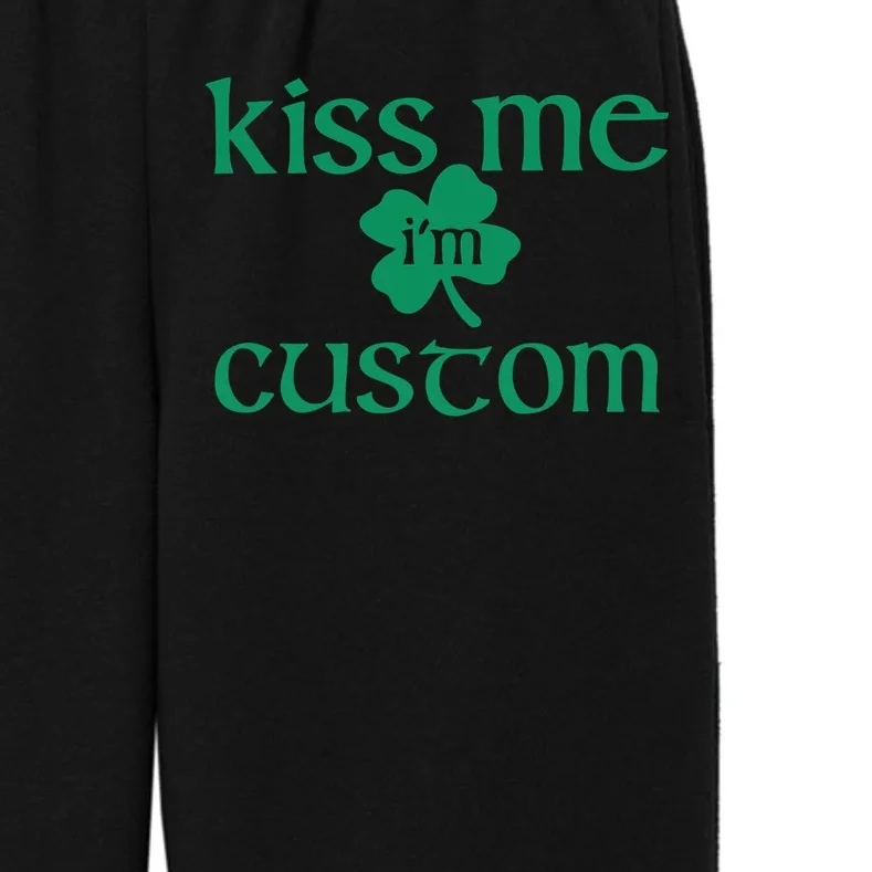 Kiss Me I'm Irish Custom Text St. Patrick's Day Kids Fleece Sweatpants - Front - Close-up