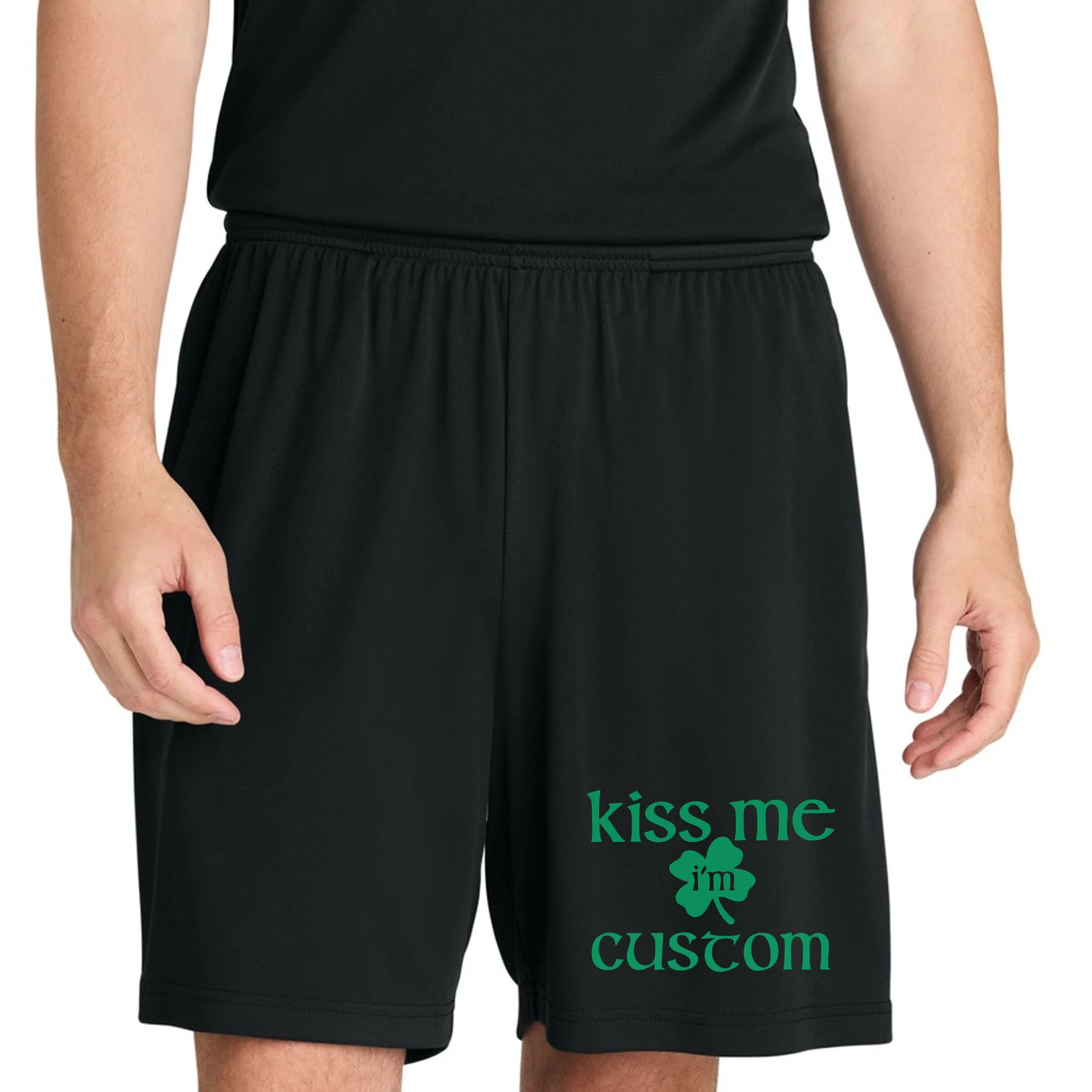 Kiss Me I'm Irish Custom Text St. Patrick's Day Men's Shorts - Front 1