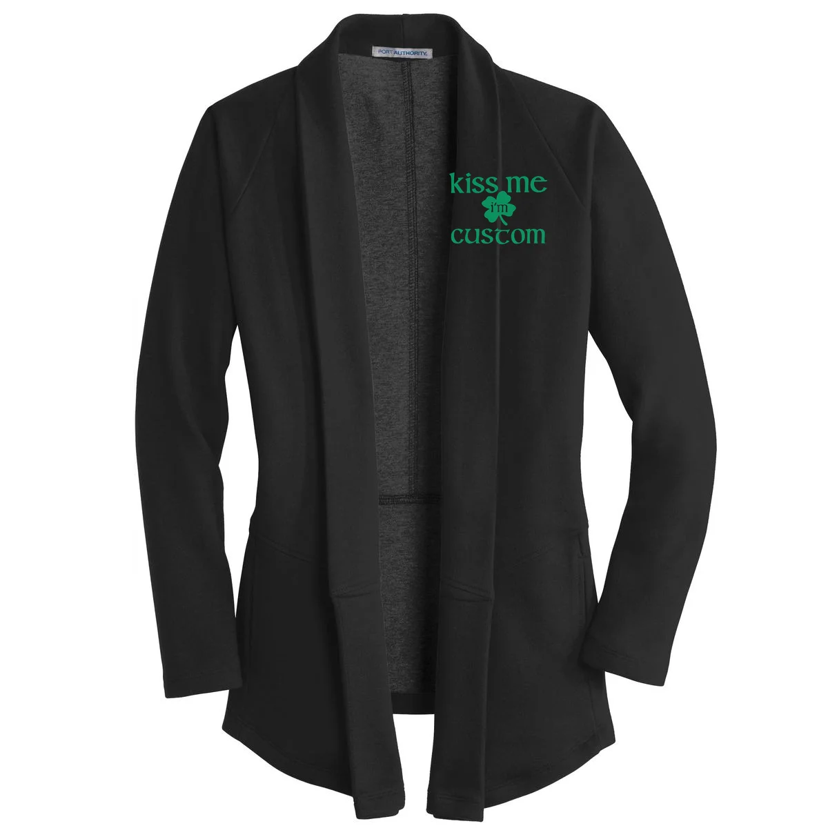 Kiss Me I'm Irish Custom Text St. Patrick's Day Women's Cardigan - Front