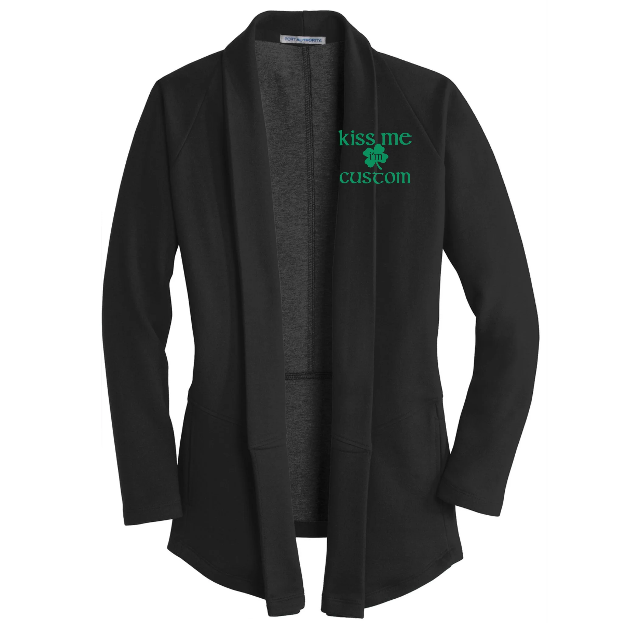 Kiss Me I'm Irish Custom Text St. Patrick's Day Women's Cardigan - Front