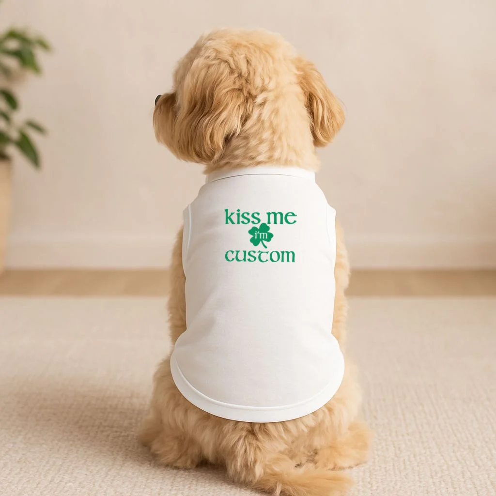 Kiss Me I'm Irish Custom Text St. Patrick's Day Doggie Tank - Front 1