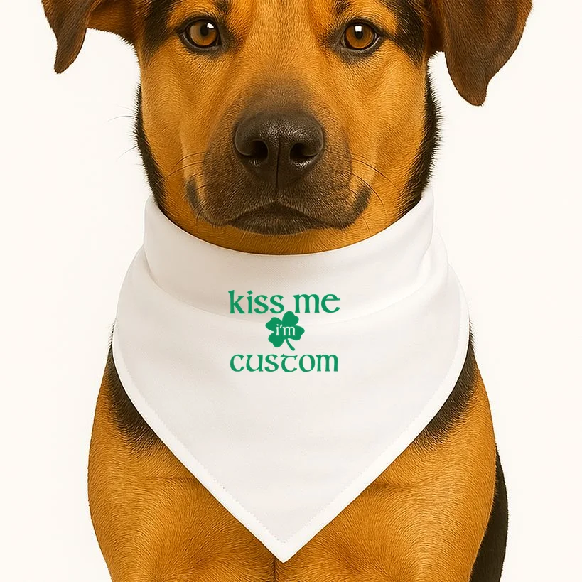 Kiss Me I'm Irish Custom Text St. Patrick's Day Dog Bandana - Front 1