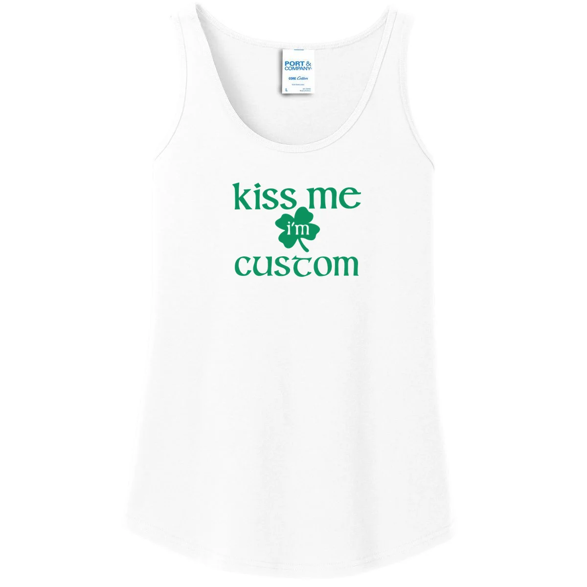 Kiss Me I'm Irish Custom Text St. Patrick's Day Women's Tank Top - Front