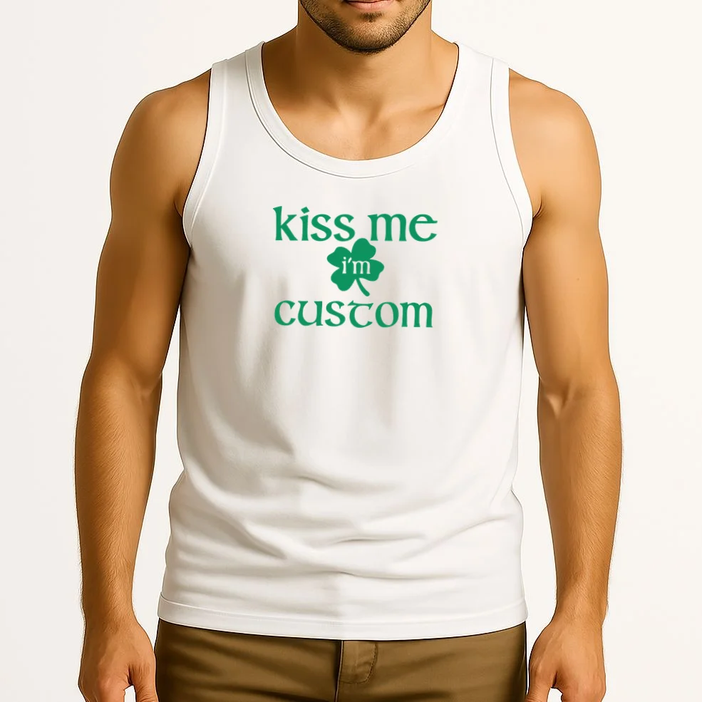 Kiss Me I'm Irish Custom Text St. Patrick's Day Tank Top - Front 2