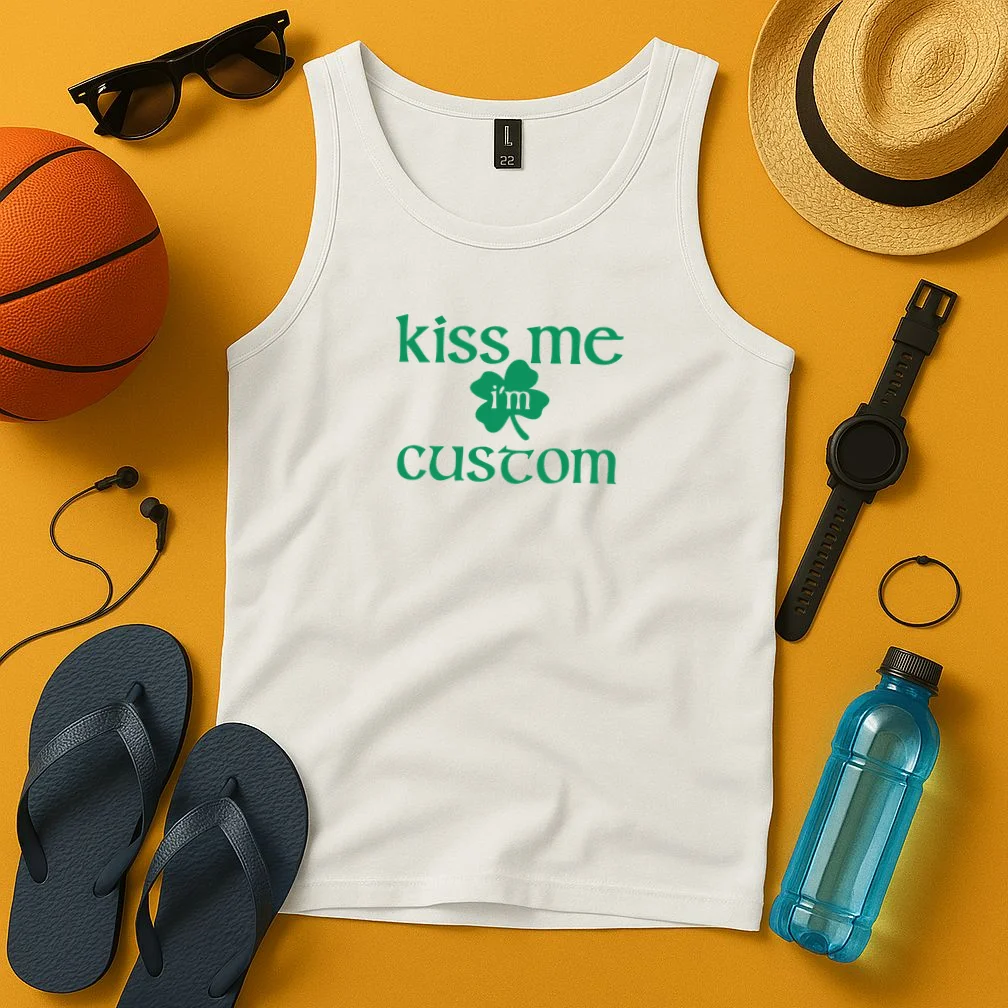 Kiss Me I'm Irish Custom Text St. Patrick's Day Tank Top - Front 3