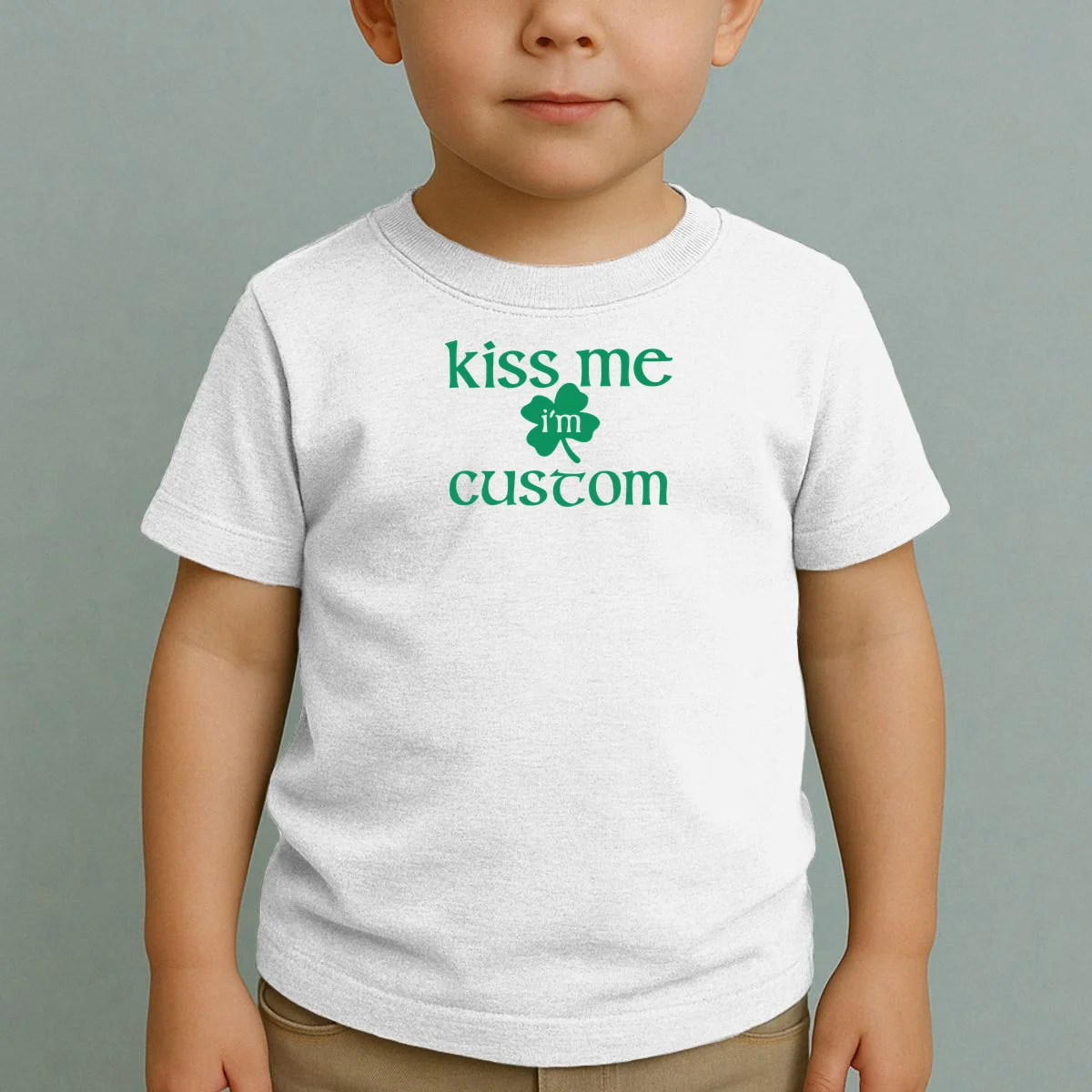 Kiss Me I'm Irish Custom Text St. Patrick's Day Toddler T-Shirt - Front 1
