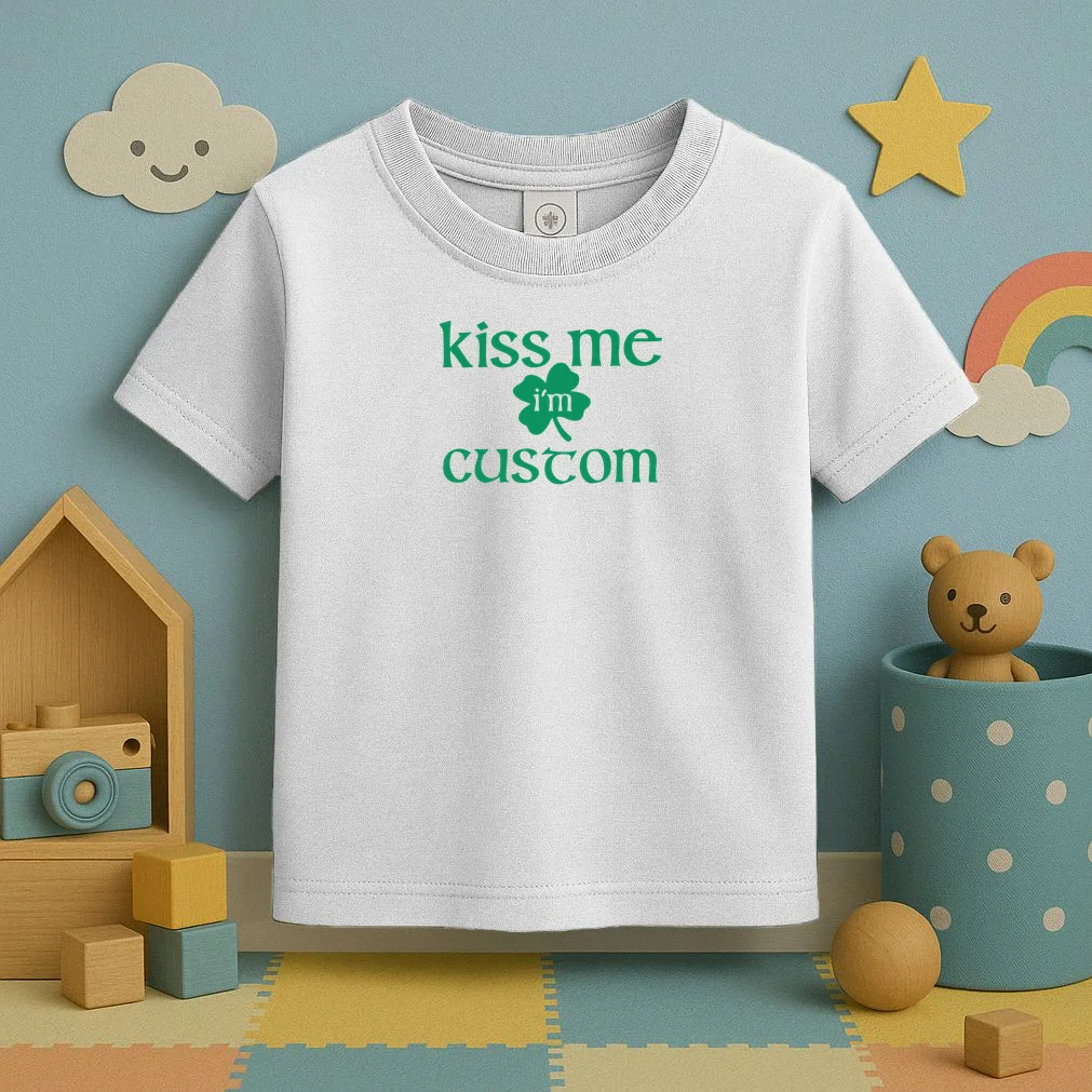 Kiss Me I'm Irish Custom Text St. Patrick's Day Toddler T-Shirt - Front 2