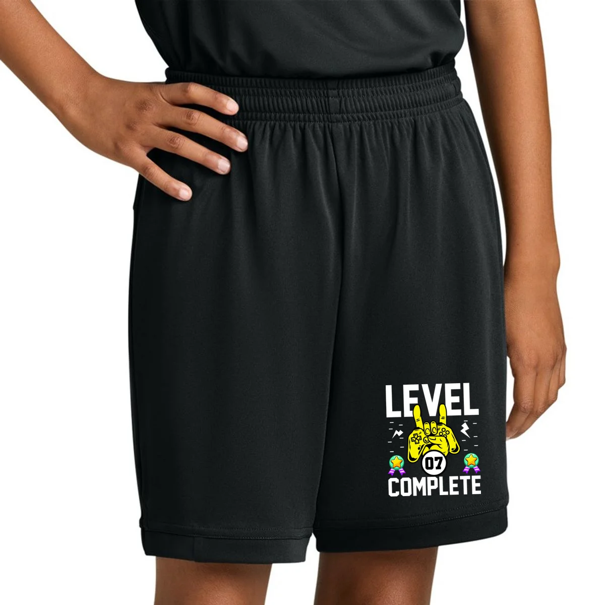 LEVEL COMPLETE Custom Birthday Gamer Personalized Birthday Kids Shorts - Front 1