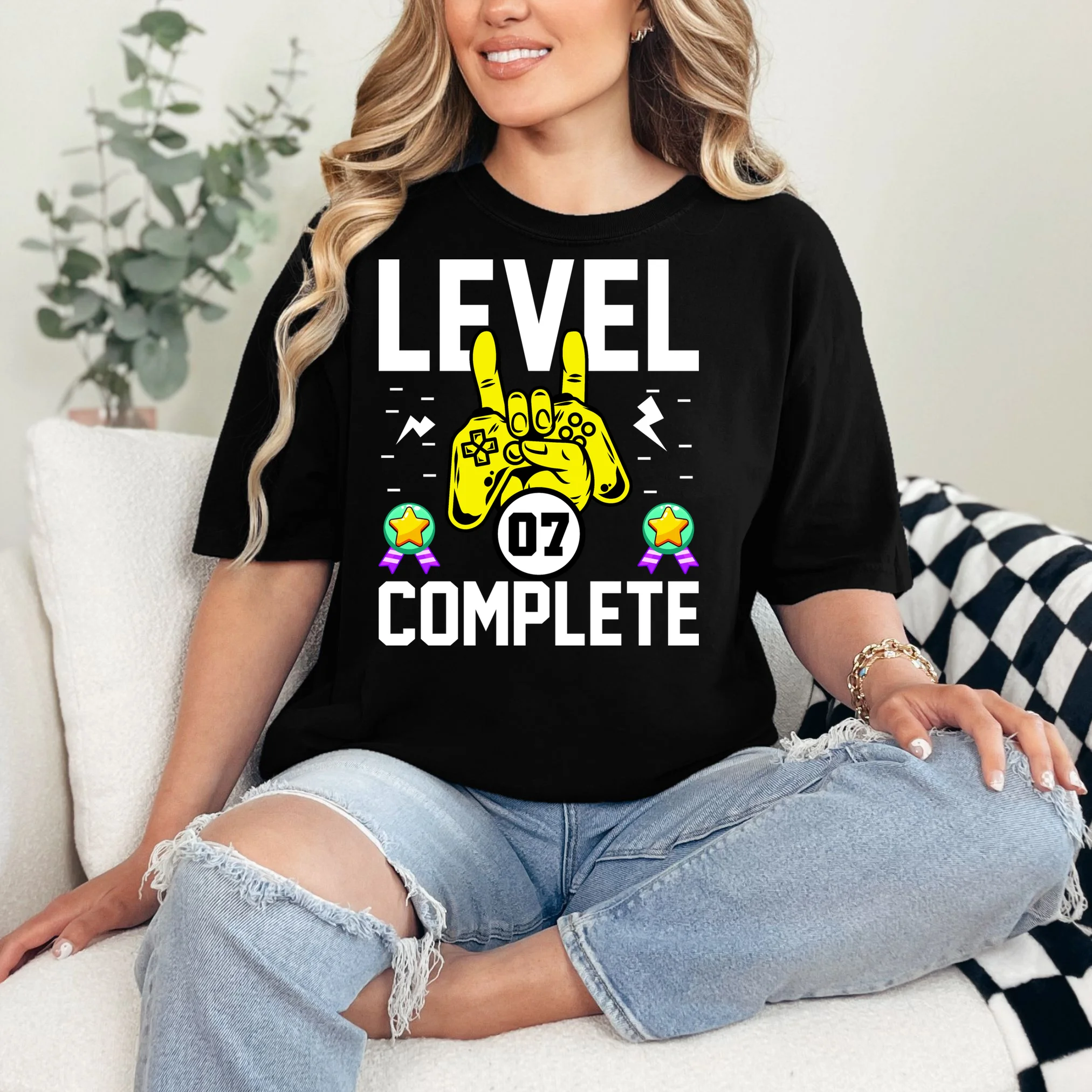 LEVEL COMPLETE Custom Birthday Gamer Personalized Birthday T-Shirt - Front 1