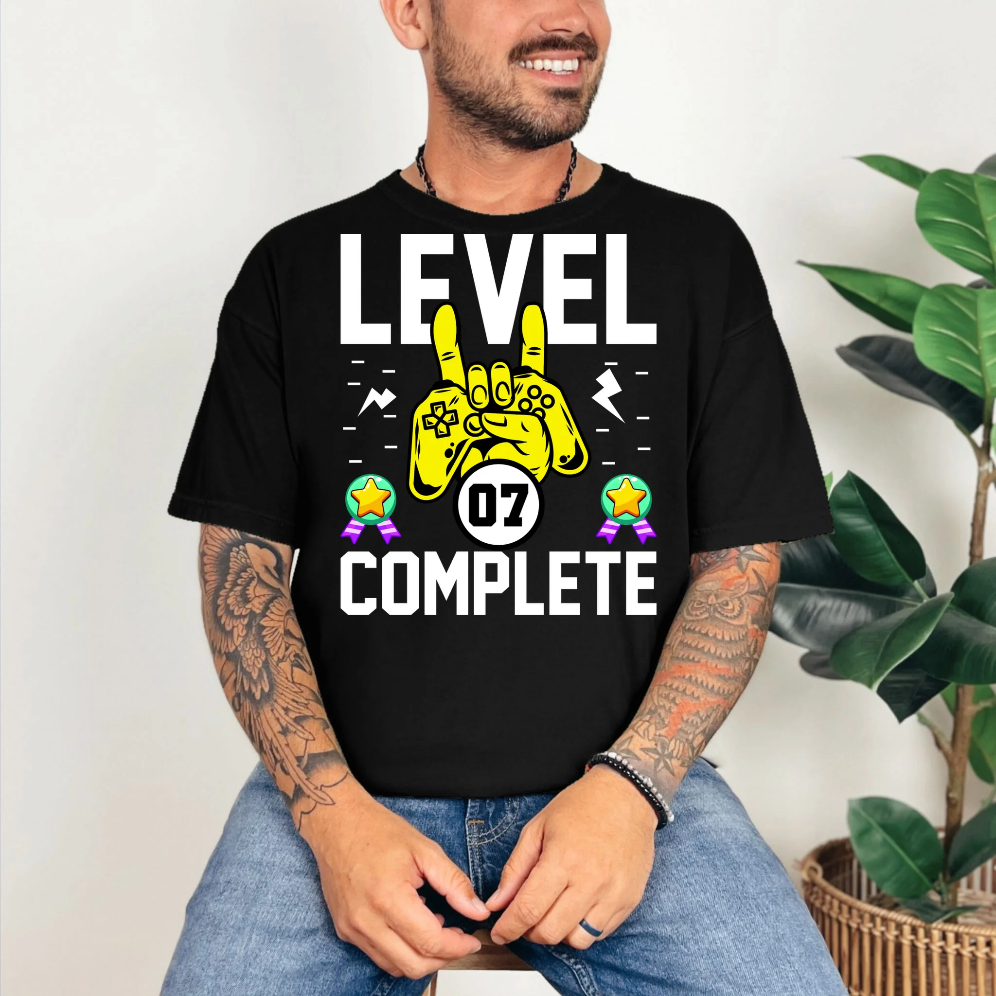 LEVEL COMPLETE Custom Birthday Gamer Personalized Birthday T-Shirt - Front 2