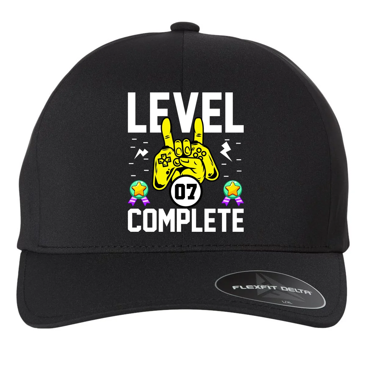 LEVEL COMPLETE Custom Birthday Gamer Personalized Birthday Flexfit Men's Snapback Hat - Front