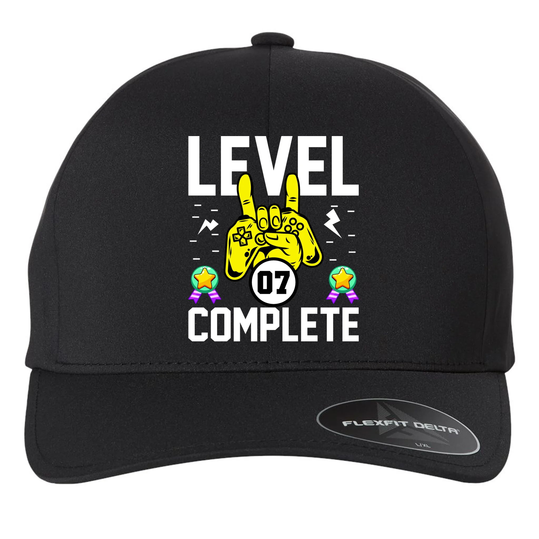 LEVEL COMPLETE Custom Birthday Gamer Personalized Birthday Flexfit Men's Snapback Hat - Front
