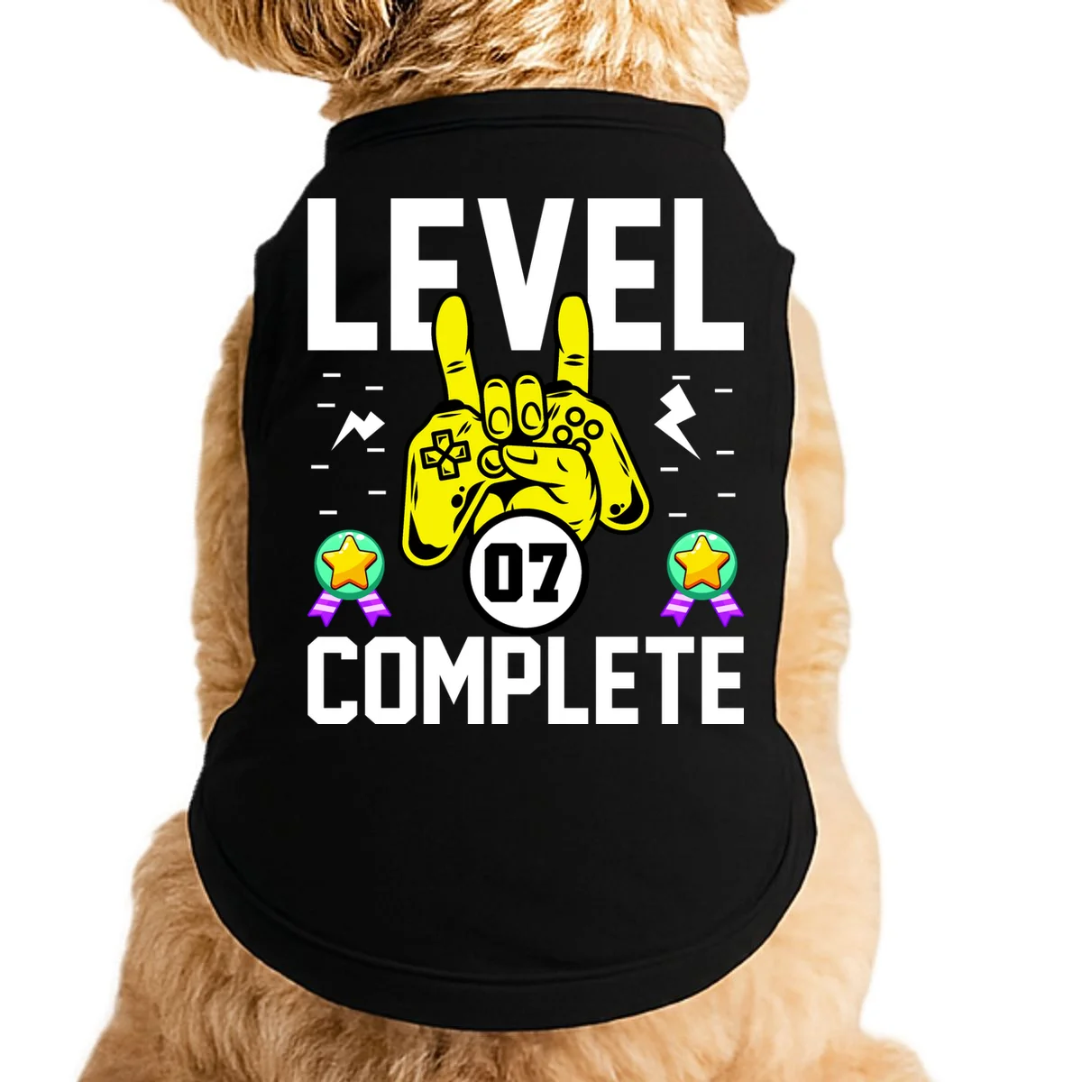 LEVEL COMPLETE Custom Birthday Gamer Personalized Birthday Doggie Tank - Front