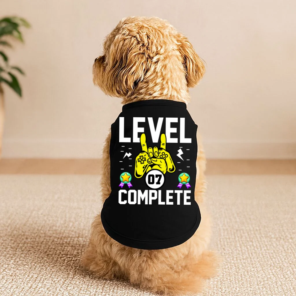 LEVEL COMPLETE Custom Birthday Gamer Personalized Birthday Doggie Tank - Front 1
