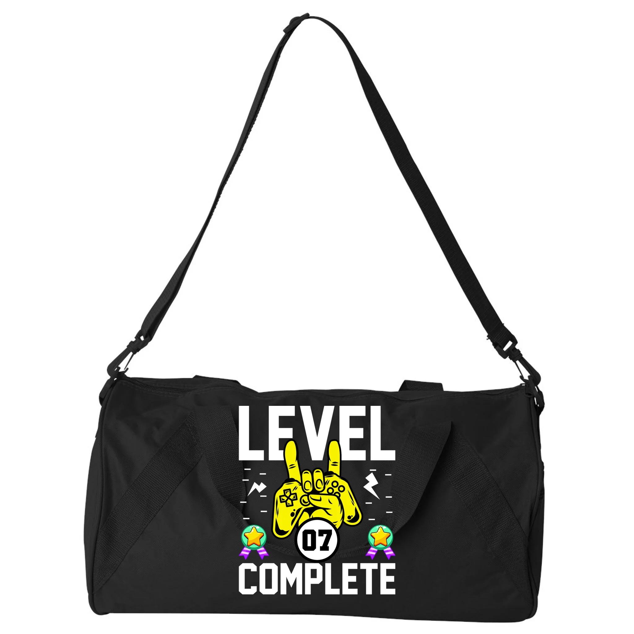 LEVEL COMPLETE Custom Birthday Gamer Personalized Birthday Duffel Bag - Front