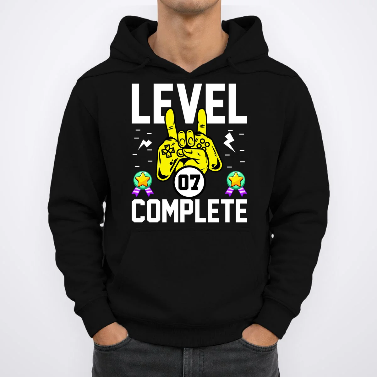 LEVEL COMPLETE Custom Birthday Gamer Personalized Birthday Hoodie - Front 1
