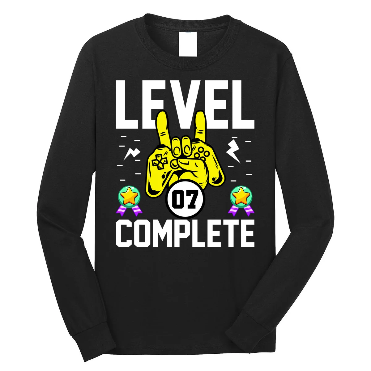 LEVEL COMPLETE Custom Birthday Gamer Personalized Birthday Long Sleeve Shirt - Front